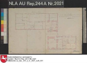 Grundriß des Geschäftslokals im Amtsgebäude in STICKHAUSEN Kolorierte Zeichnung von Etteldberg Papier Format 42,3x26,4 M 1:120