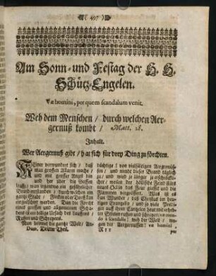 497-506, Am Sonn- und Festag der H. H. Schütz-Engelen. Vae homini, per quem scandalum venit.
