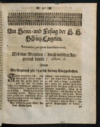 497-506, Am Sonn- und Festag der H. H. Schütz-Engelen. Vae homini, per quem scandalum venit.