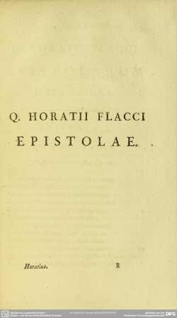 Q. Horatii Flacci Epistolae