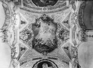 Aldersbach, Klosterkirche, Decke im Chor, Himmelfahrt Christi. Asam, Cosmas Damian