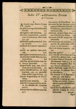 Index IV. Alphabeticus Rerum & Verborum.