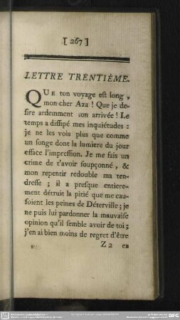 Lettre Trentiéme