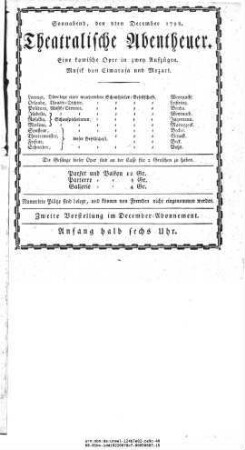 Theatralische Abentheuer