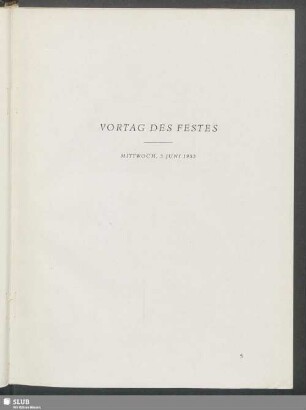 Vortag Des Festes. Mittwoch, 3. Juni 1953
