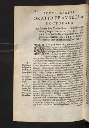 Boetii Eponis Oratio de Aureola Doctorali