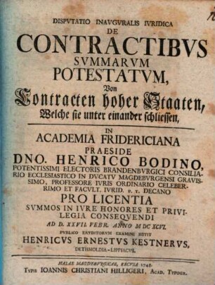 Disp. iur. inaug. de contractibus summarum potestatum