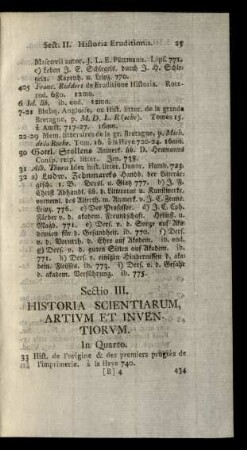 Sectio III. Historia Scientiarum, Artium Et Inventiorum.