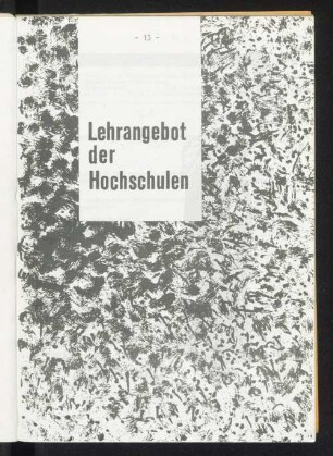 Lehrangebot der Hochschulen