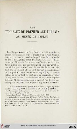 Les tombeaux du premier âge thébain au Musée de Berlin'