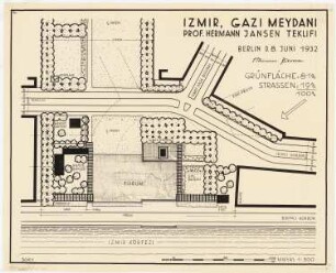 Bebauungsplan der Stadterweiterung Izmir Gazi Meydani: Lageplan 1:500, Maßstabsleiste