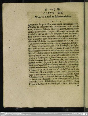 Caput III. De Nova Causa in Matrimonialibus