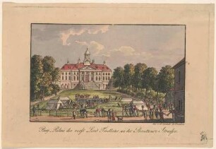 Findlaters Weinberg am Elbhang zwischen Saloppe und Mordgrund bei Dresden, das Palais von der Bautzner Landstraße nach Süden