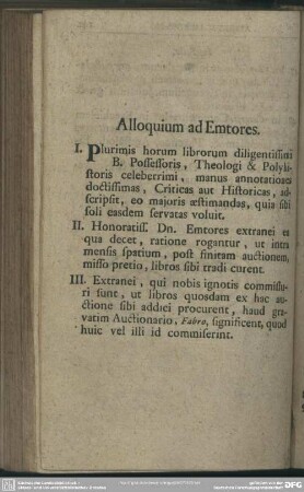 Alloquium ad Emtores