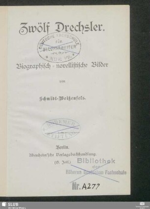 Zwölf Drechsler : biographisch-novellistische Bilder
