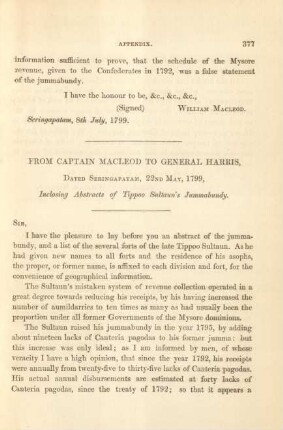 From Captain Macleod to General Harris
