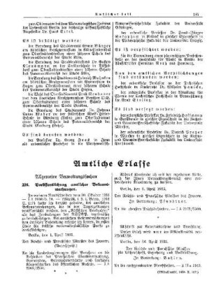 Veröffentlichung amtlicher Bekanntmachungen : [Allgemeine Verwaltungssachen] ; [Amtliche Erlasse] ; [Amtlicher Teil]