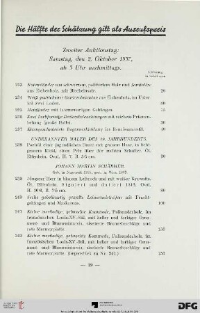Zweiter Auktionstag: Samstag, den 2. Oktober 1937, ab 3 Uhr nachmittags (Nr. 233-453)