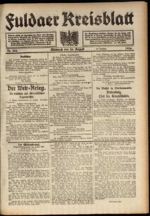 Ausgabe vom Mittwoch, den 30. August 1916.