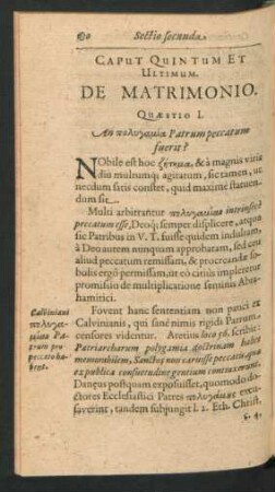 Caput Quintum Et Ultimum. De Matrimonio.