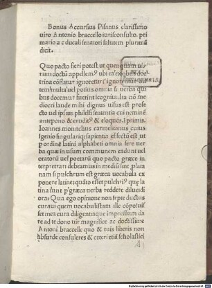 Vocabulista latino-graecus : mit lat. Widmungsbrief an Antonius Bracellus von Bonus Accursius Pisanus
