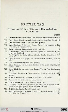 Dritter Tag: Freitag, den 28. Juni 1935, um 3 Uhr nachmittags (Nr. 701-1085)