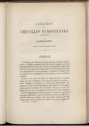 Catalogue Chenilles Europeennes