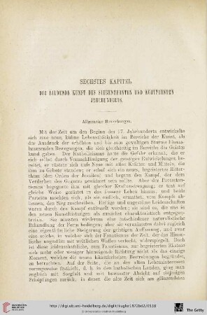 Sechstes Kapitel: Die Bildende Kunst des Siebenzehnten und Achtzehnten Jahrhunderts