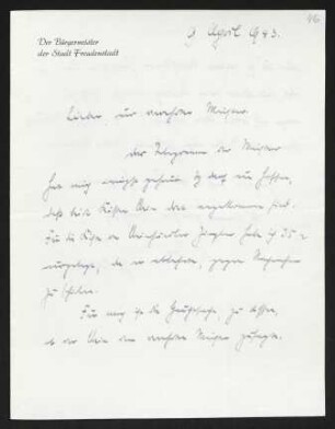 Brief von Ernst Blaicher an Gerhart Hauptmann