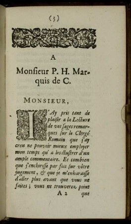 A Monsieur P. H. Marquis de C.