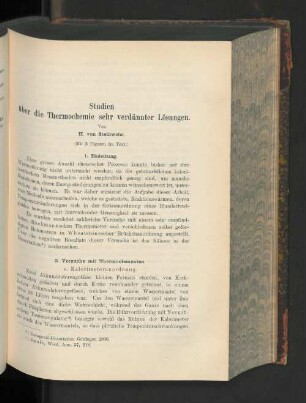 Studien über die Thermochemie sehr verdünnter Lösungen.
