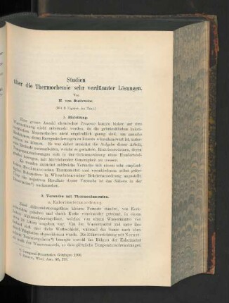 Studien über die Thermochemie sehr verdünnter Lösungen.