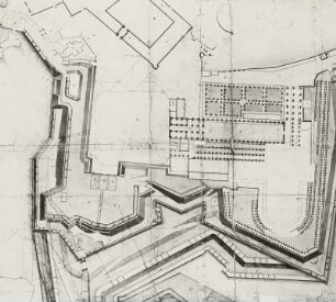 Dresden. Grundriß der Befestigungsanlagen, Schloss und Zwinger projektiert