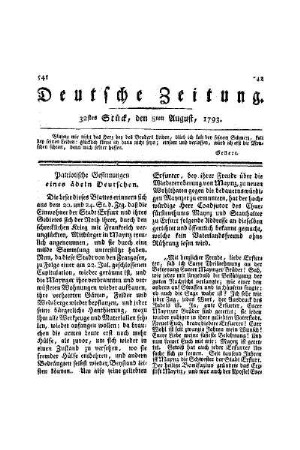 Patriotische Gesinnungen eines ädlen Deutschen