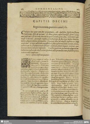 Capitis Decimi Argumentum, partitio, analysis