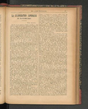 La Colonisation Japonaise en Mandchourie.