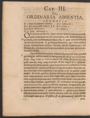 Cap. III. De Ordinaria Absentia.