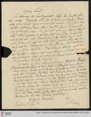 Korrespondenz August Tholuck / Carl Ullmann: Brief von August Tholuck an Carl Ullmann
