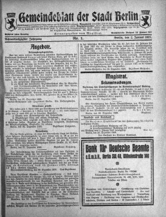 1927,1: Nr. 1, 2. Januar 1927