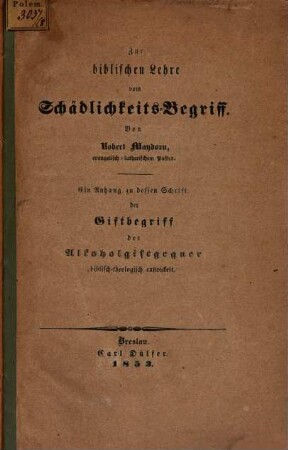 Zur biblischen Lehre vom Schädlichkeits-Begriff