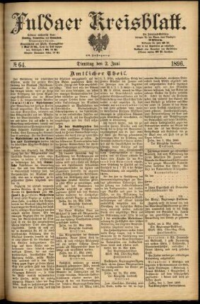 Erste Ausgabe vom Dienstag, den 02. Juni 1896.