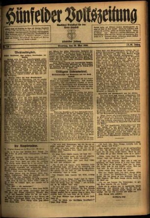 Ausgabe vom Samstag, den 29. Mai 1920.