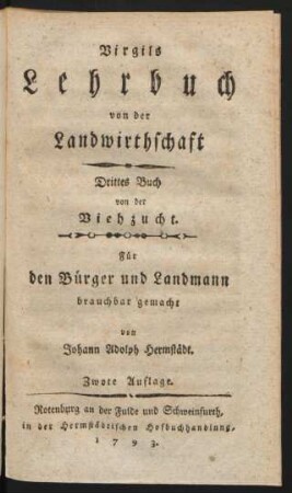 Buch 3: von der Viehzucht : Für den Bürger und Landmann brauchbar gemacht
