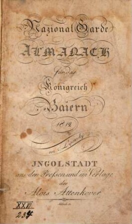 Nazional-Garde-Almanach für das Königreich Baiern. 1812