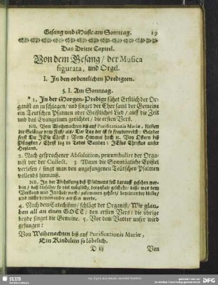 Das Dritte Capitel. Von dem Gesang, der Musica figurata, und Orgel