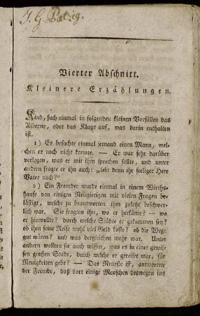 Vierter Abschnitt. Kleinere Erzählungen.