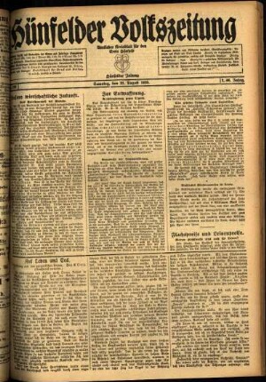 Ausgabe vom Samstag, den 28. August 1920.