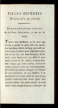 Piéces Diverses Relatives á ce qui précède.