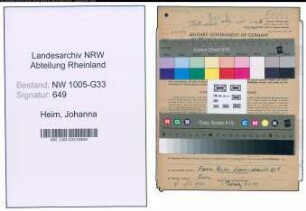 Entnazifizierung Johanna Heim , geb. 21.12.1888 (Lehrerin)