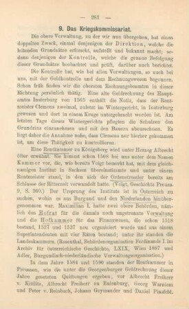 9. Das Kriegskommissariat